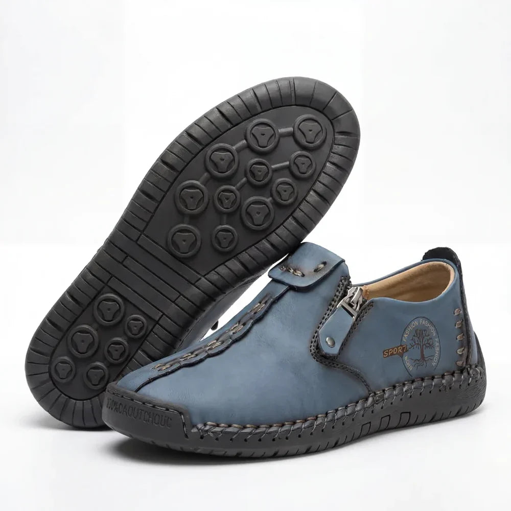 Elira™ – Hand-Stitched Slip-On Comfort Loafers | No-Bend Zipper, Wide Toe Box & All-Day Comfort