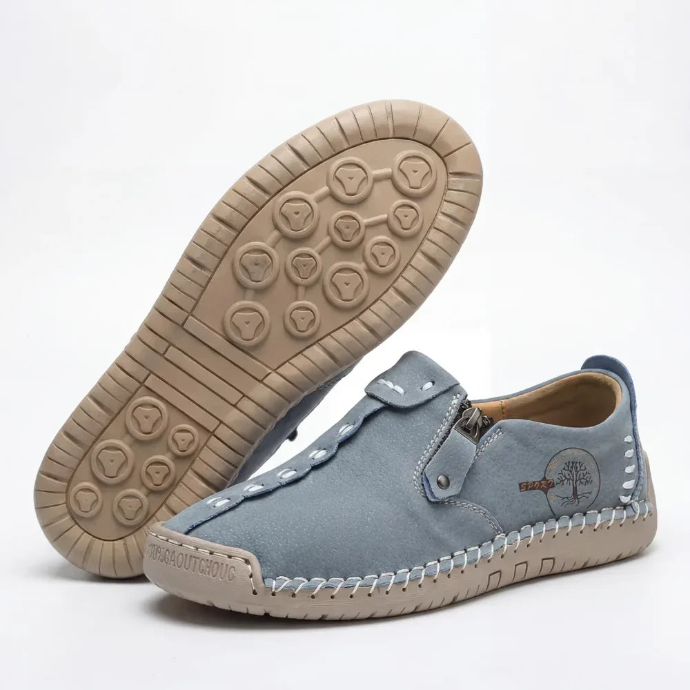 Elira™ – Hand-Stitched Slip-On Comfort Loafers | No-Bend Zipper, Wide Toe Box & All-Day Comfort