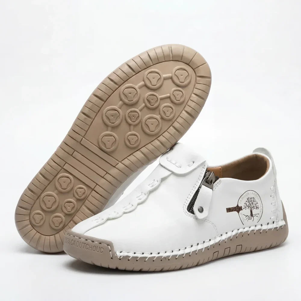 Elira™ – Hand-Stitched Slip-On Comfort Loafers | No-Bend Zipper, Wide Toe Box & All-Day Comfort