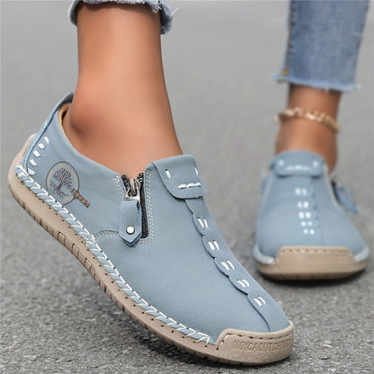 Elira™ – Hand-Stitched Slip-On Comfort Loafers | No-Bend Zipper, Wide Toe Box & All-Day Comfort