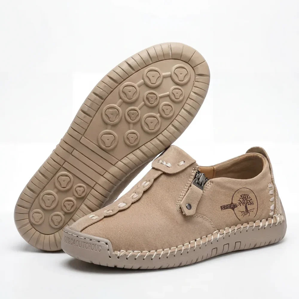 Elira™ – Hand-Stitched Slip-On Comfort Loafers | No-Bend Zipper, Wide Toe Box & All-Day Comfort