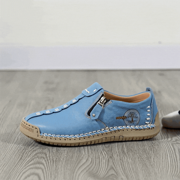 Elira™ – Hand-Stitched Slip-On Comfort Loafers | No-Bend Zipper, Wide Toe Box & All-Day Comfort