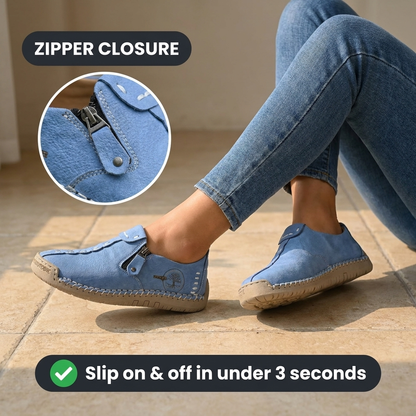Vera™ – Hand-Stitched Slip-On Comfort Loafers | No-Bend Zipper, Wide Toe Box & All-Day Comfort