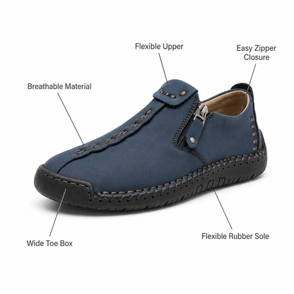 Elira™ – Hand-Stitched Slip-On Comfort Loafers | No-Bend Zipper, Wide Toe Box & All-Day Comfort